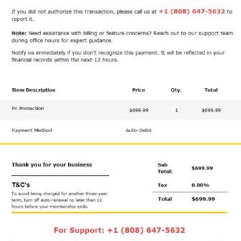 Mcafee Adıyla İzinsiz Ödeme Bildirimi Ve Sahte Abonelik Maili