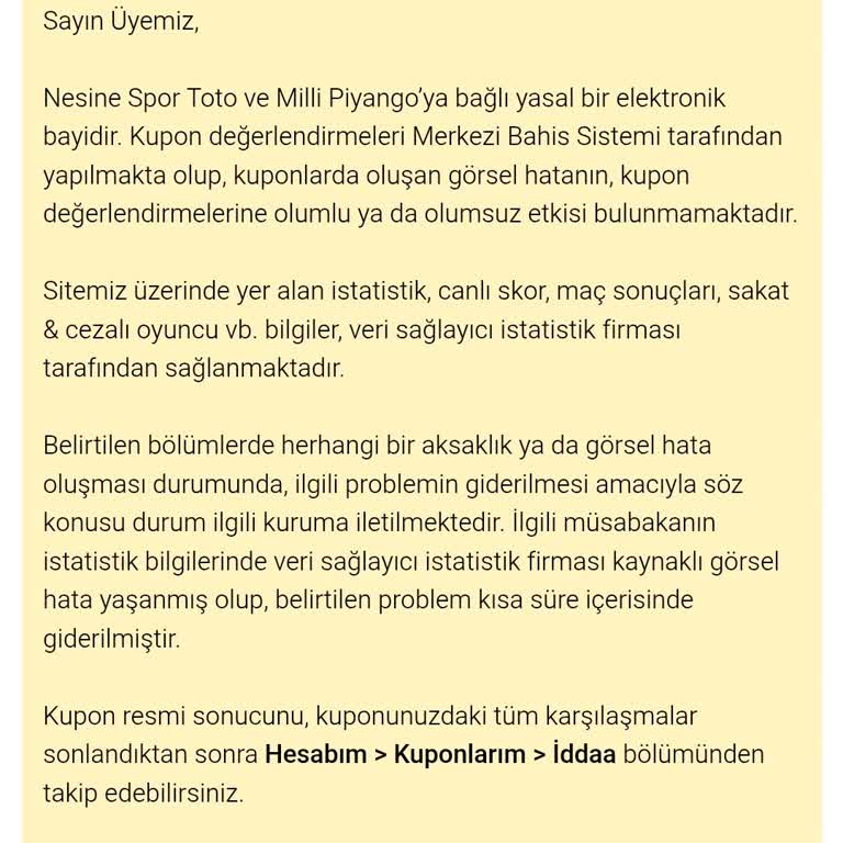 Nesine.com Sistem Hatası Nedeniyle Kaybedilen Bahis Ve İade Talebi