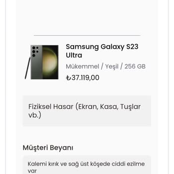 Sipariş Ettiğim S23 Ultra Ağır Hasarlı Ve Kalemi Kırık Geldi Değişim Reddedildi