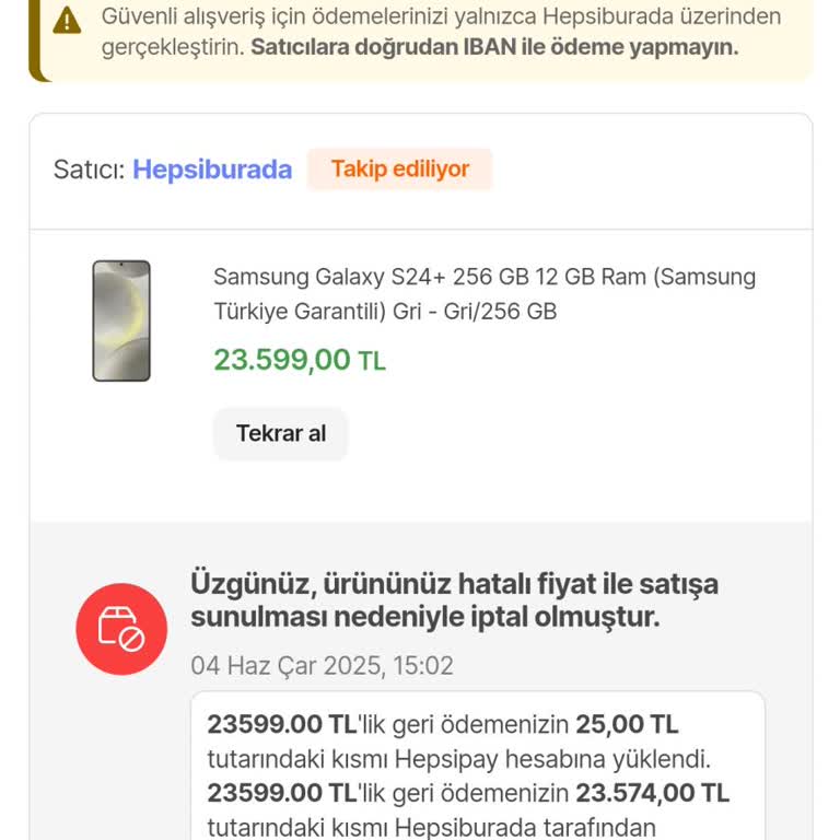 Yüzde 40 İndirimli Aldığım Telefon Siparişim Fiyat Hatasıyla İptal Edildi