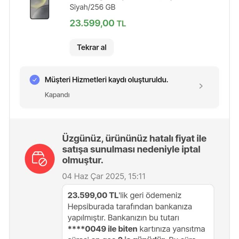 Yanlış Fiyatlama Sonrası Geciken İade Ve Müşteri Güveni Sorunu