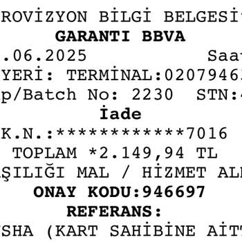 Yapmadığım Alışverişin Faturası Ve Kart Bilgilerimle İşlem Yapılması