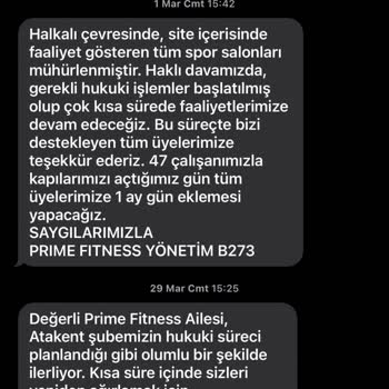 Prime Fitness VIP Atakent'te Üyelik Mağduriyeti Ve İletişim Sorunu