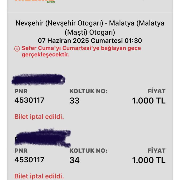 Bilet İptalinde Ücret İadesi Sorunu Ve Yetersiz Destek