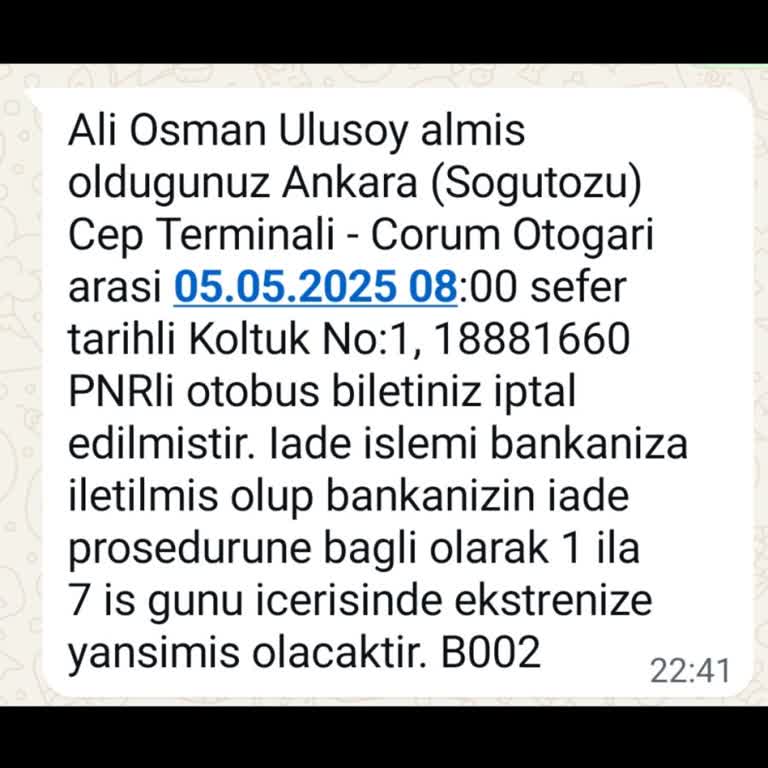 Bilet İptali Sonrası Para İadesi Sorunu Ve Kurumlar Arası Sorumluluk Belirsizliği