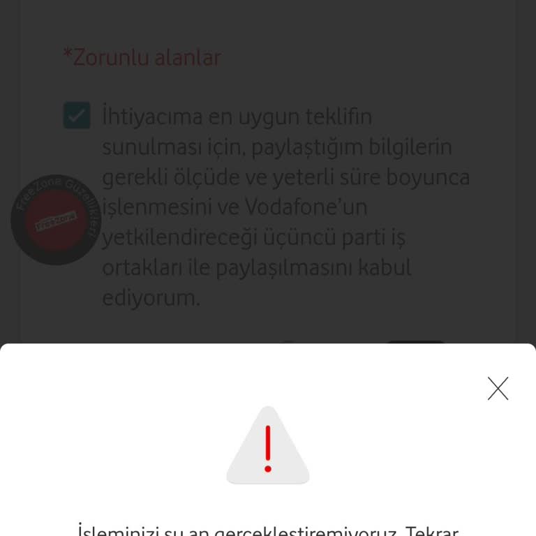Vodafone FreeZone Tanımlaması Yapılamıyor, Sürekli Hata Alıyorum Ve Çözüm Sunulmuyor