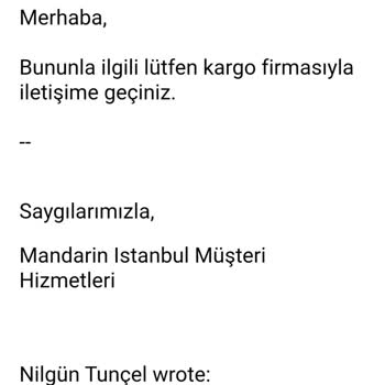 Mandarin İstanbul Siparişim İptal Edilmedi Param İade Edilmiyor