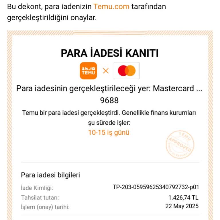 İade Edilen Siparişin Parası Banka Hesabıma Geçmedi