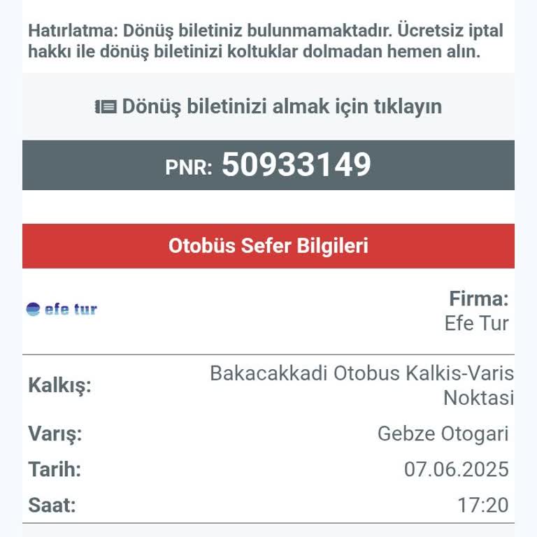 Efetur Otobüsü Beni Durakta Almadan Geçti Para İadesi İstiyorum