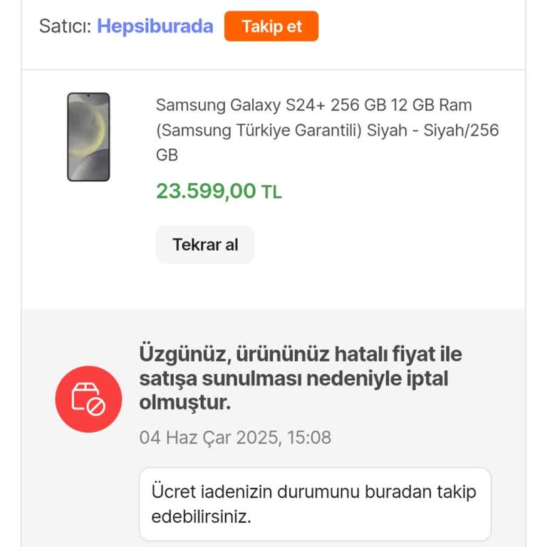 İndirimli Satın Aldığım Ürün Haksızca İptal Edildi