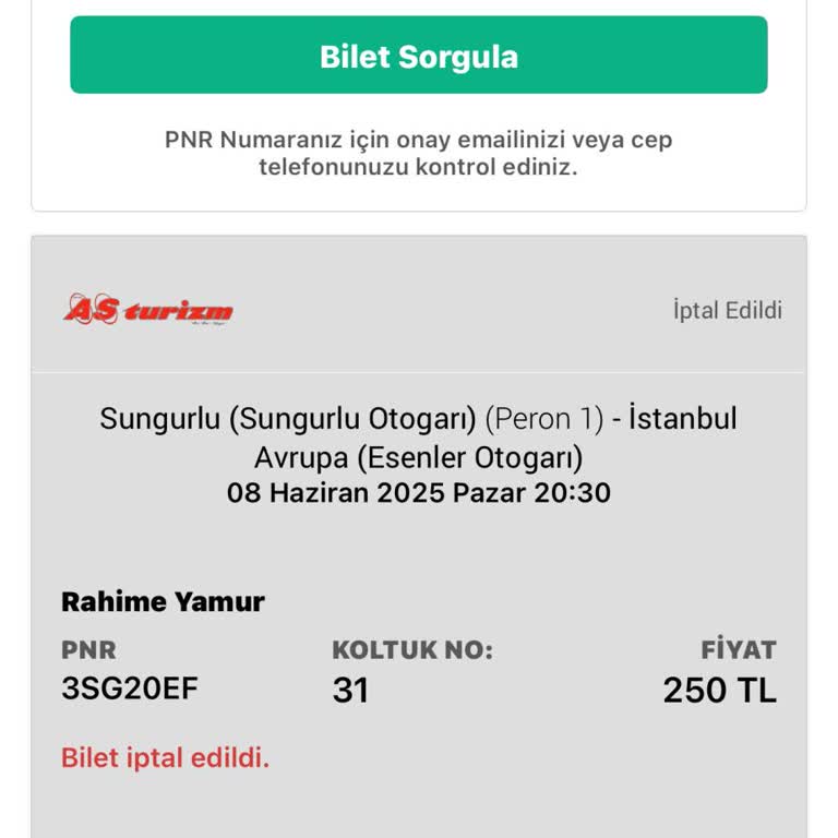 Satın Aldığım Biletin Sahte Çıkması Ve Para İadesi Sorunu