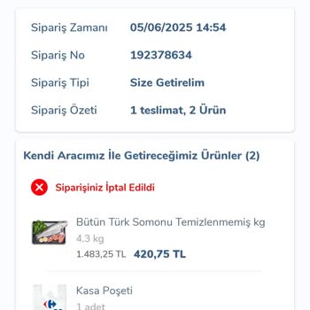 Carrefour SA Online Siparişim Bilgi Verilmeden İptal Edildi