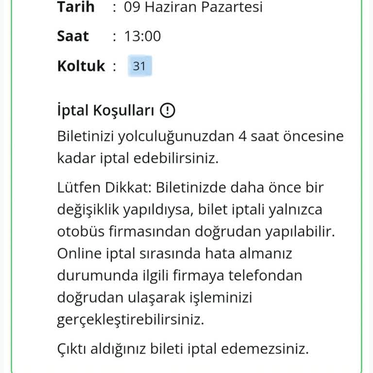 Biletimin İptali Ve Ücret İadesi Sorunu Yaşadım
