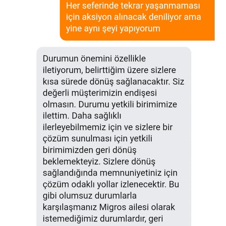 Migros Sanal Markette Stokta Olmayan Ürünlerin Satışa Devam Etmesi