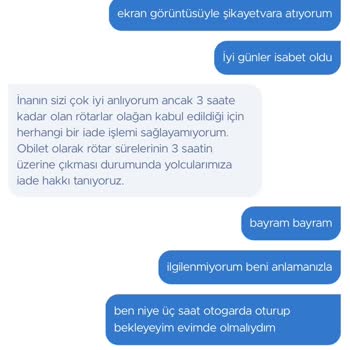 Obilet Üzerinden Alınan Bilette Uzun Süreli Rötar Ve Yetersiz Destek