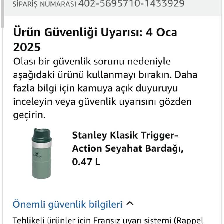 Geri Çağrılan Termosun Değişimi Yerine Ücret İadesi Teklifi Ve Çözüm Eksikliği