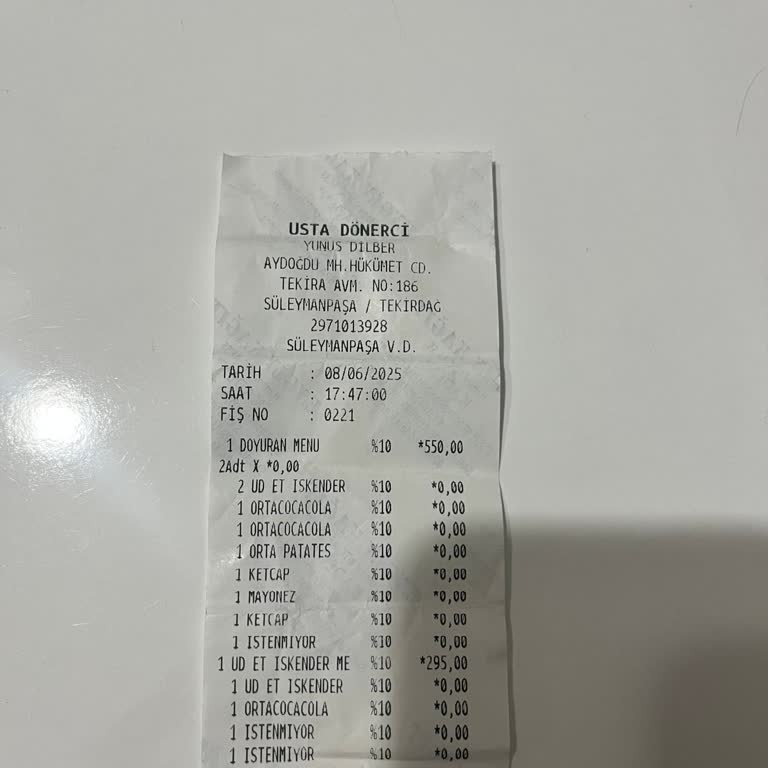 Tekira AVM Usta Döner'de Kötü Et Kalitesi Ve Hayal Kırıklığı