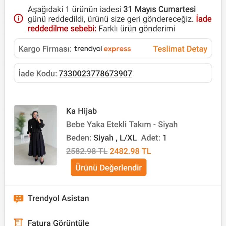 Yanlış Ürün Ve Eksik İade, 2500 TL Param Geri Ödenmedi