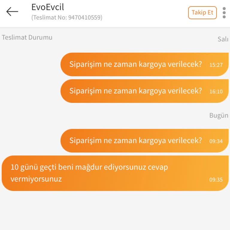 Trendyol Mama Siparişimde 10 Gündür Yanıt Alamıyorum