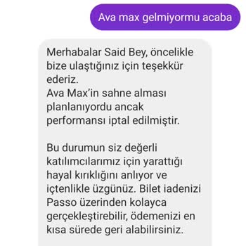 Ava Max'ın Konsere Katılmaması Ve İade Sorunu Yaşıyorum