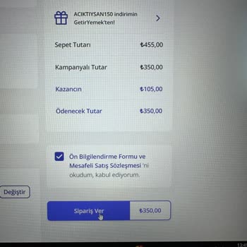 Acıktıysan150 Kodu Sürekli Hata Veriyor, İndirim Tutarı Da Değişiyor