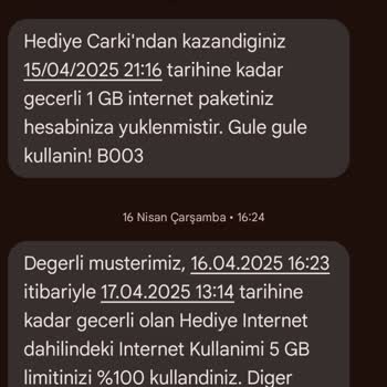 Vodafone Çark Hediyesi Sürekli Aynı: 1 GB Sıkıntısı