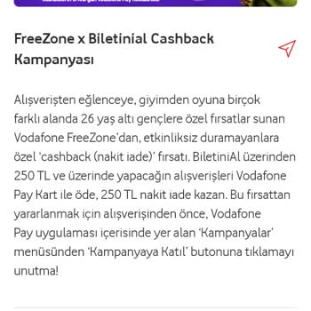 Vodafone Pay Kampanya İadesi Yapılmadı: 250 TL Nakit İadem Verilmedi
