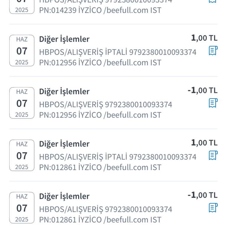 Beefull Uygulamasında İade Edilmeyen Provizyon Tutarları