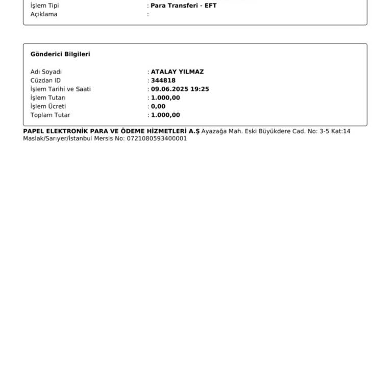 Yatırdığım 1000 TL Haksız Şekilde Hesabımda Ret Edildi