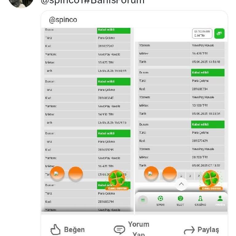 Spinco'da Çekim Paylaş Bonusu Ve Müşteri Desteği Sorunları Yaşadım