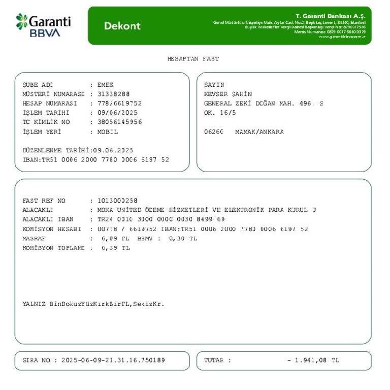 Taksit Ödemesi Referans Numarası Nedeniyle Hesaba Geçmedi