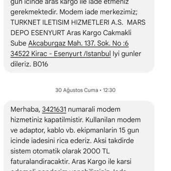 İade Edilen Modem İçin Haksız Ücret Talebi Ve İletişim Sorunu