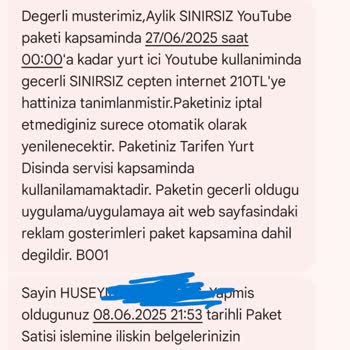 Sınırsız Youtube Paketi Kullanılamadı Mağduriyet Yaşadım