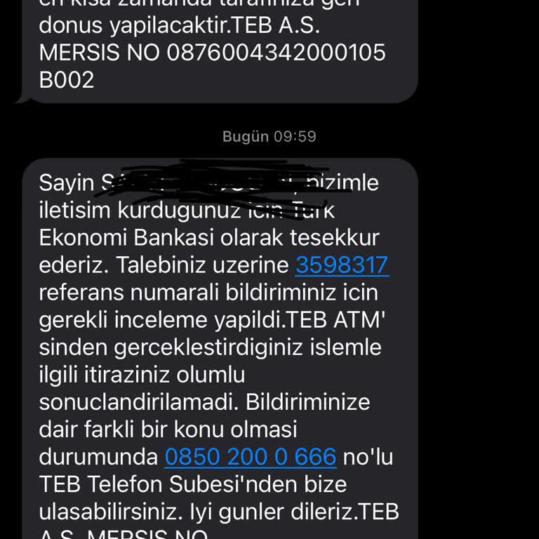 TEB ATM'sine Yatırdığım Para Hesabıma Geçmedi, İtirazım Reddedildi
