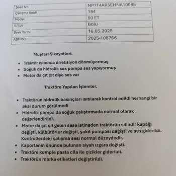 Erkunt Traktörde Ardı Arkası Kesilmeyen Arızalar Ve Çözüm Bulamama