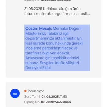 İdefix Ve Satıcı Firma Arasında Kayıp Ürün Ve Geciken İade Süreci