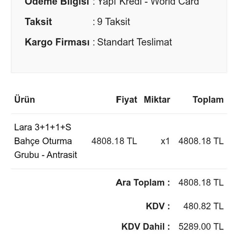 Bahçe Koltuk Seti Siparişimde İletişim Eksikliği Mağduriyeti