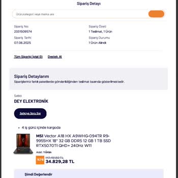 Teknosa Siparişim Teslim Edilmeden İade Edildi Paramı Değil Ürünü İstiyorum