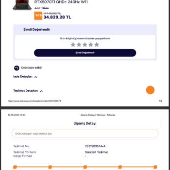 Teknosa Siparişim Teslim Edilmeden İade Edildi Paramı Değil Ürünü İstiyorum