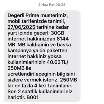 Kullanılmayan İnternet Paketi Hatalı Olarak Tüketilmiş Gösteriliyor