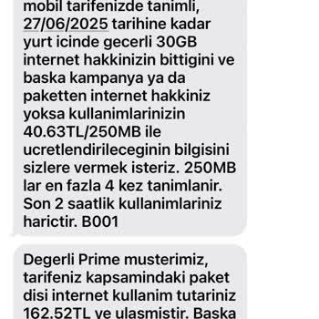 Kullanılmayan İnternet Paketi Hatalı Olarak Tüketilmiş Gösteriliyor