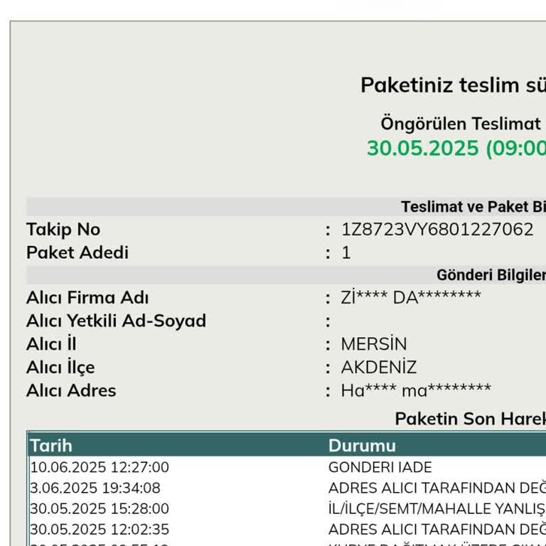 Adres Değişikliği Talebim Sonuçlanmadı, Kargom İade Edildi