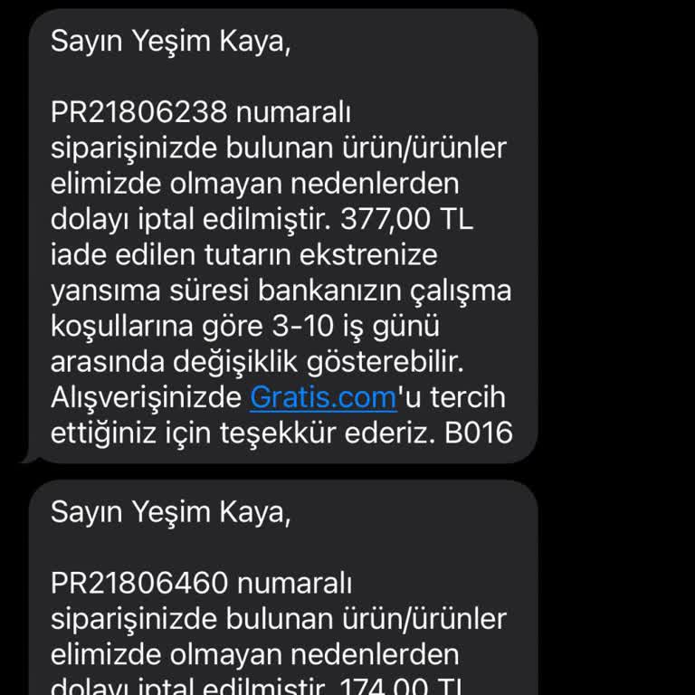 Siparişim Sebepsiz İptal Edildi, Mağduriyetim Giderilmiyor