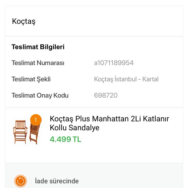 Koçtaş Online Siparişim Teslim Edilmeden İade Edildi Ve Para İadesi Yapılmadı