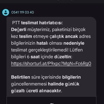 Epttavm PTT Adı Kullanılarak Gönderilen Sahte Mesajla Yaşadığım Mağduriyet