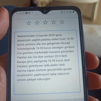 Etiket Ve Kasa Fiyatı Arasındaki Fark İçin Çözüm Bekliyorum