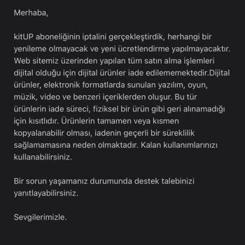 Kitup Üyelik İptali Sonrası Kullanılmayan Günlerin Ücret İadesi Yapılmıyor