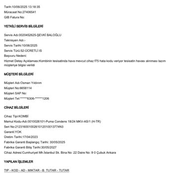 Yeni Alınan Kombide Sürekli F Arızası Ve Yetersiz Servis Deneyimi