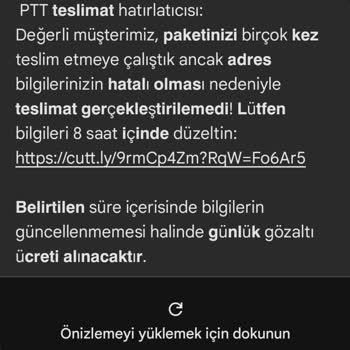 Olmayan Kargo İçin Gelen SMS