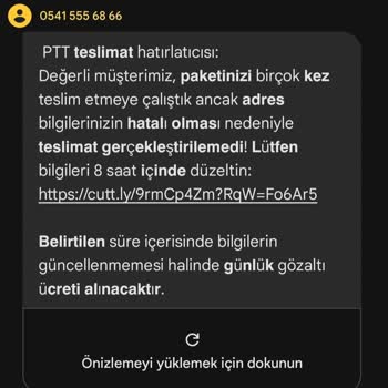 Olmayan Kargo İçin Gelen SMS